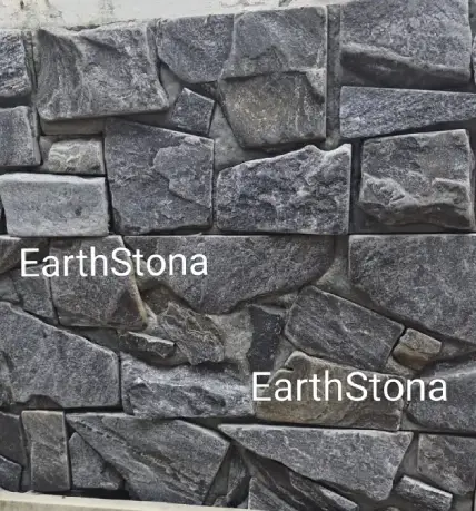 Black rockface fieldstone wall cladding